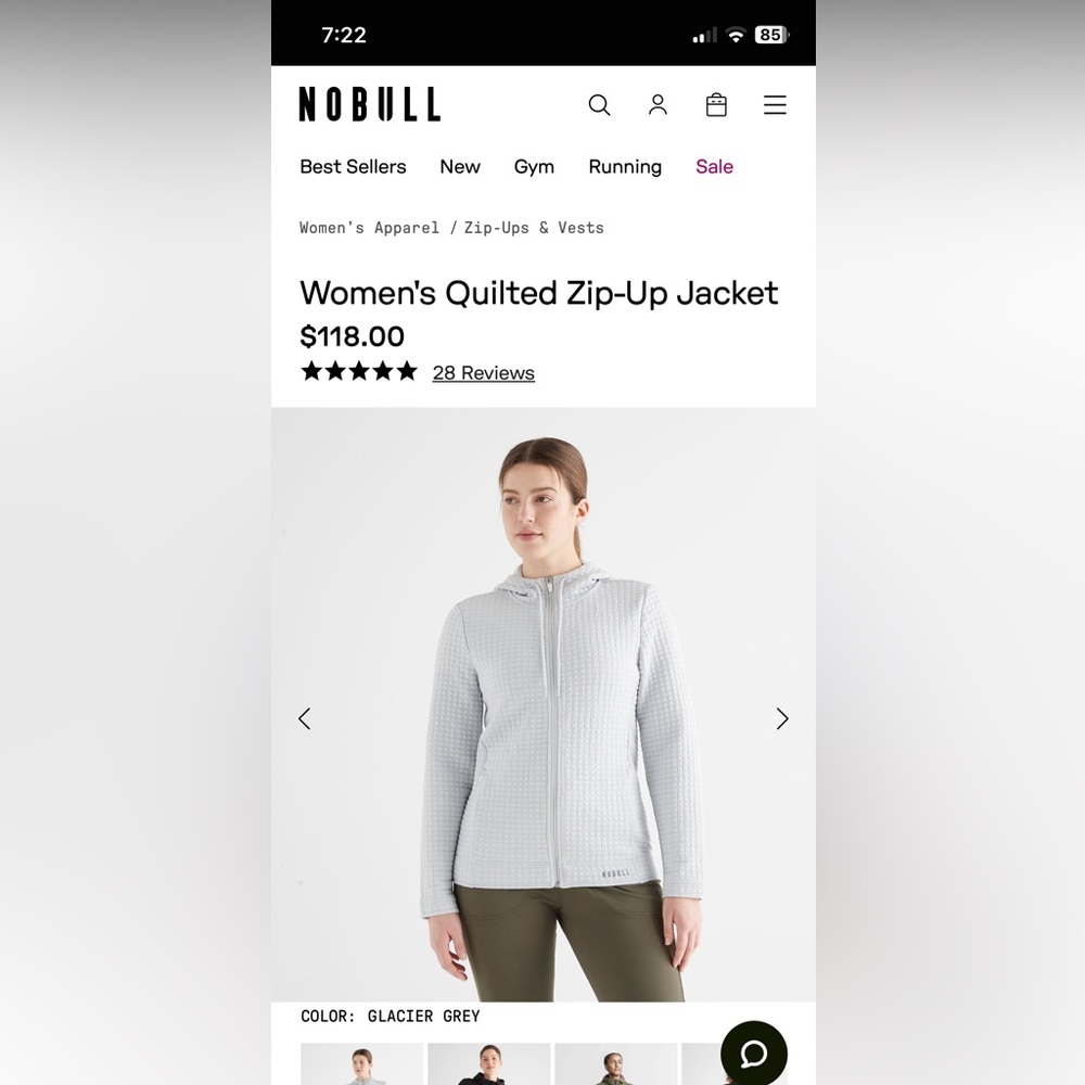 Nobull Quilted Zip Up Jacket Woman’s Medium